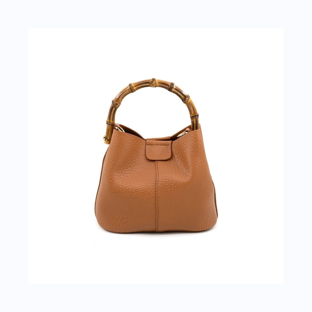 Caramel Bamboo Handle Bucket Bag