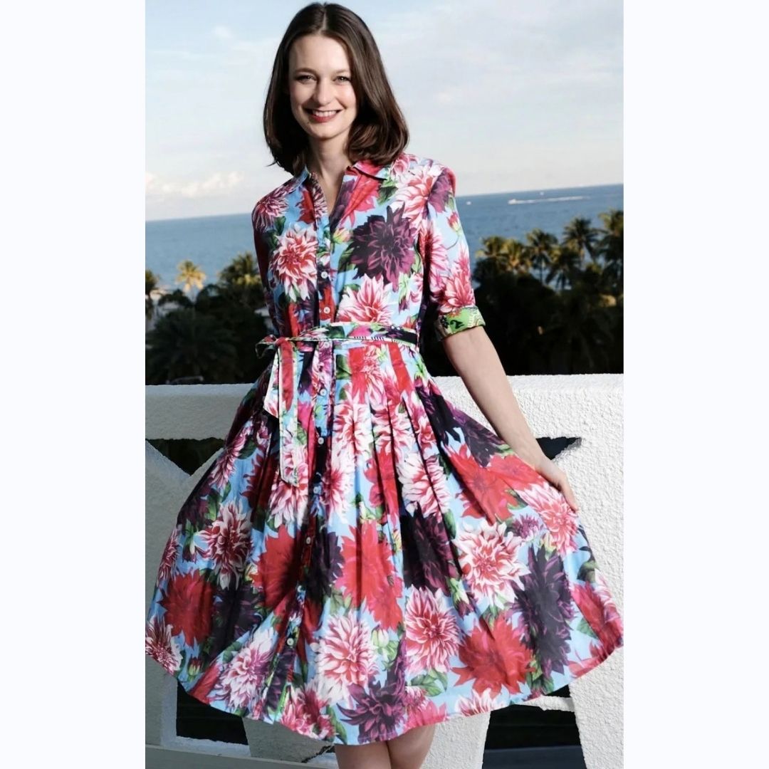 Dahlia Print Belted Dress