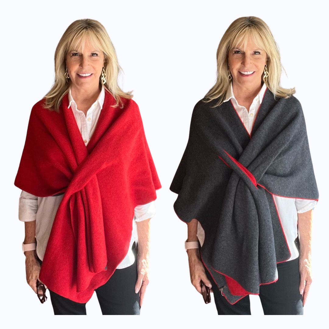 Reversible Italian Wrap Red/Charcoal