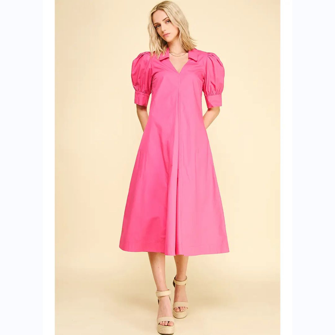 Pink Inverted Pleat Dress