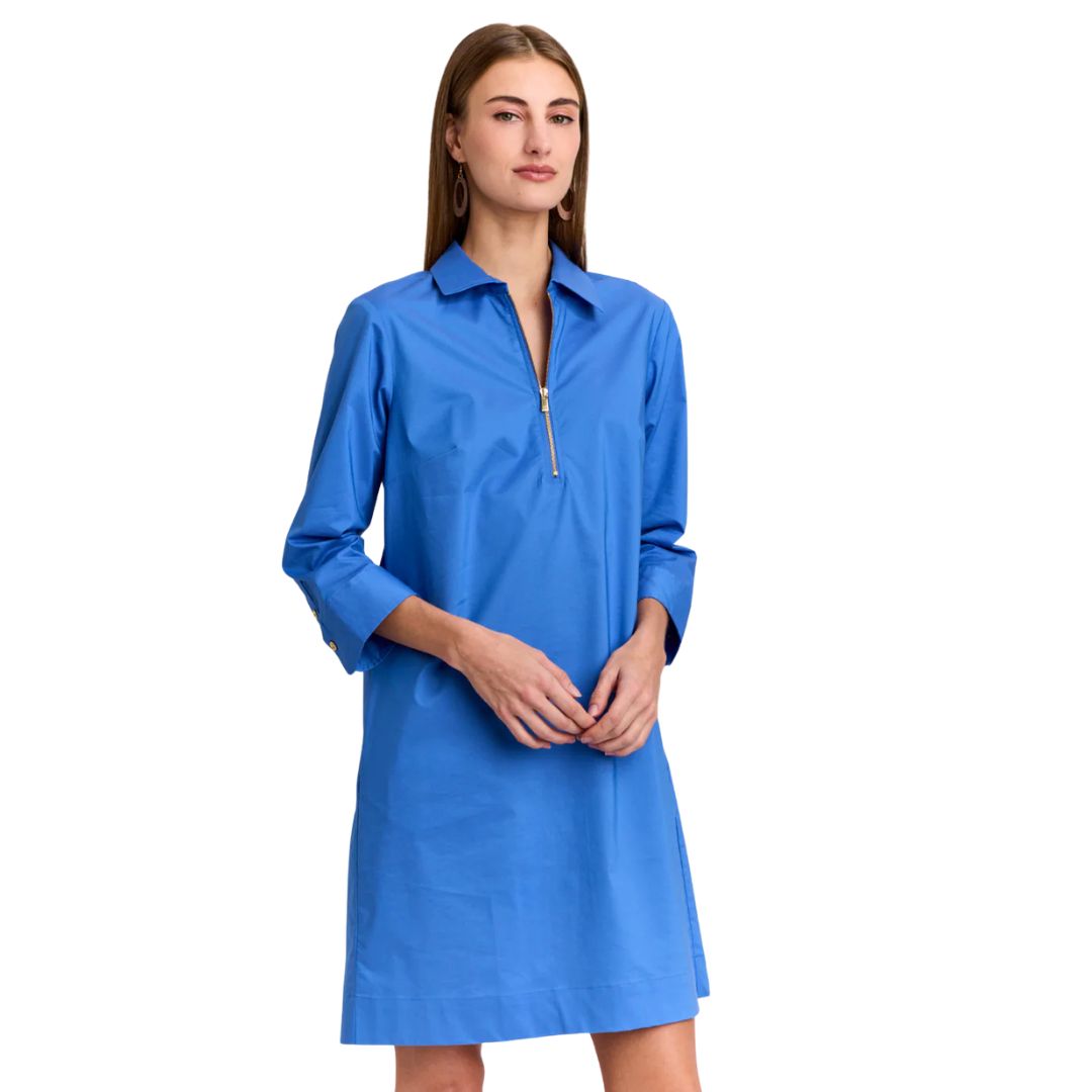 Alessa Blue Zip Front Dress