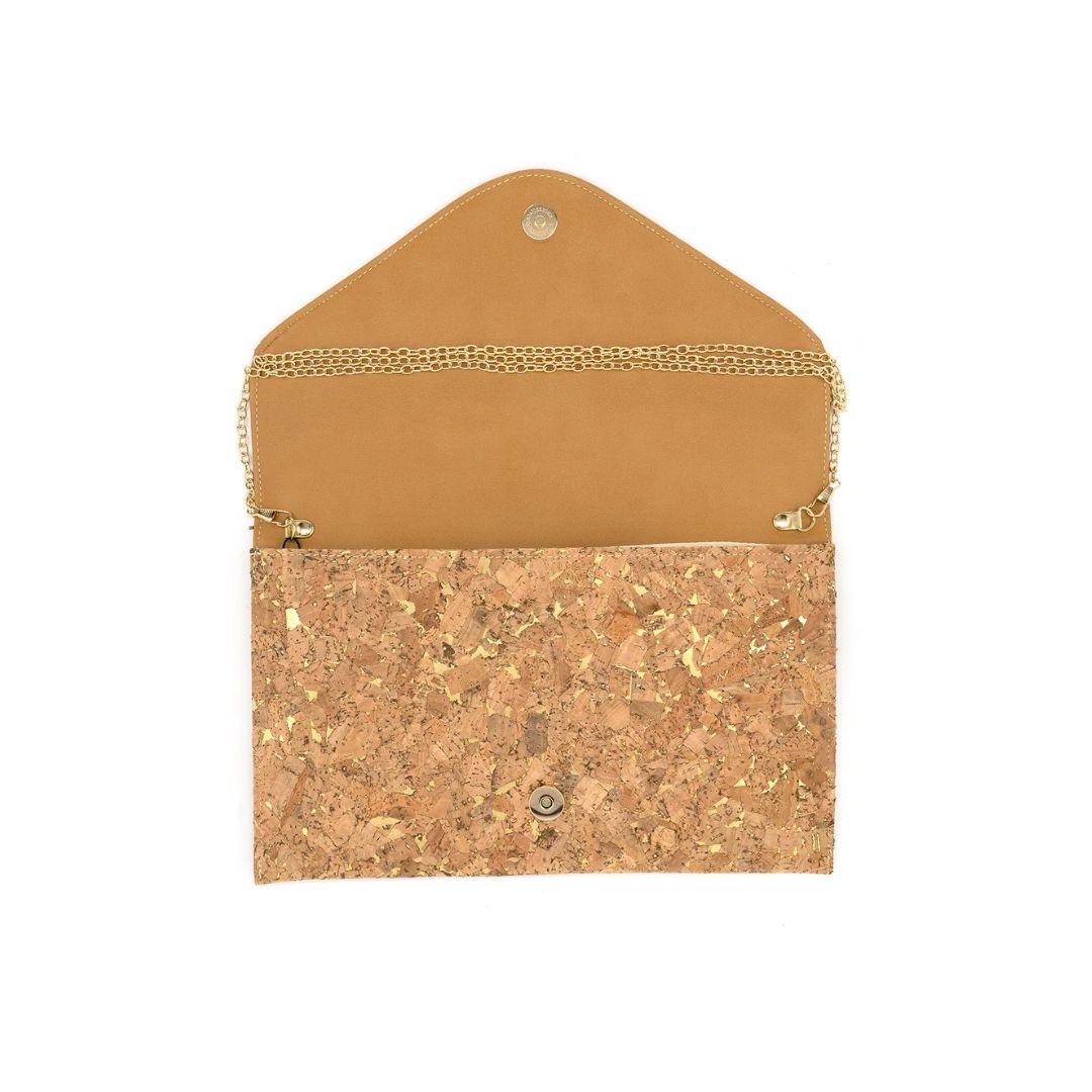 Gold Cork Envelope Clutch