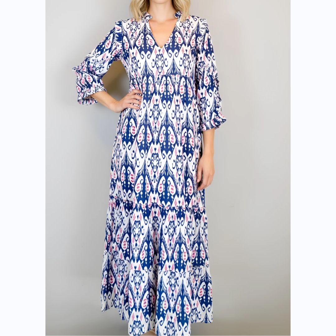 V-Neck Print Maxi Dress