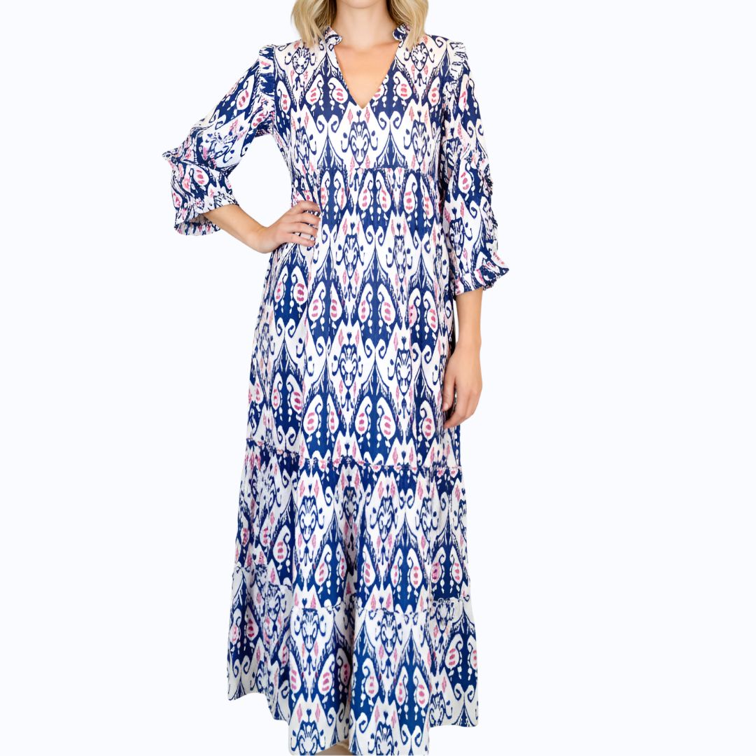 V-Neck Print Maxi Dress