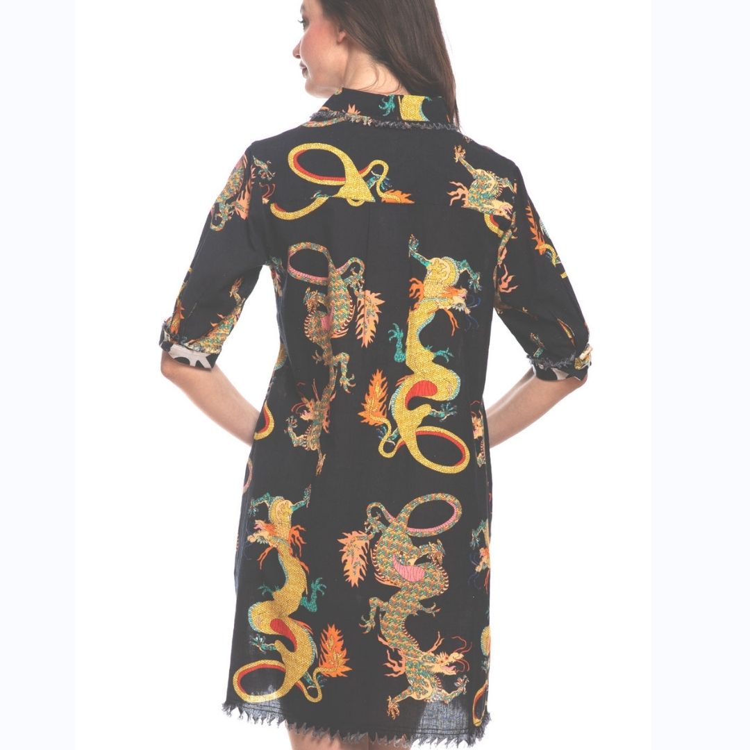 Black Dragon Print Dress