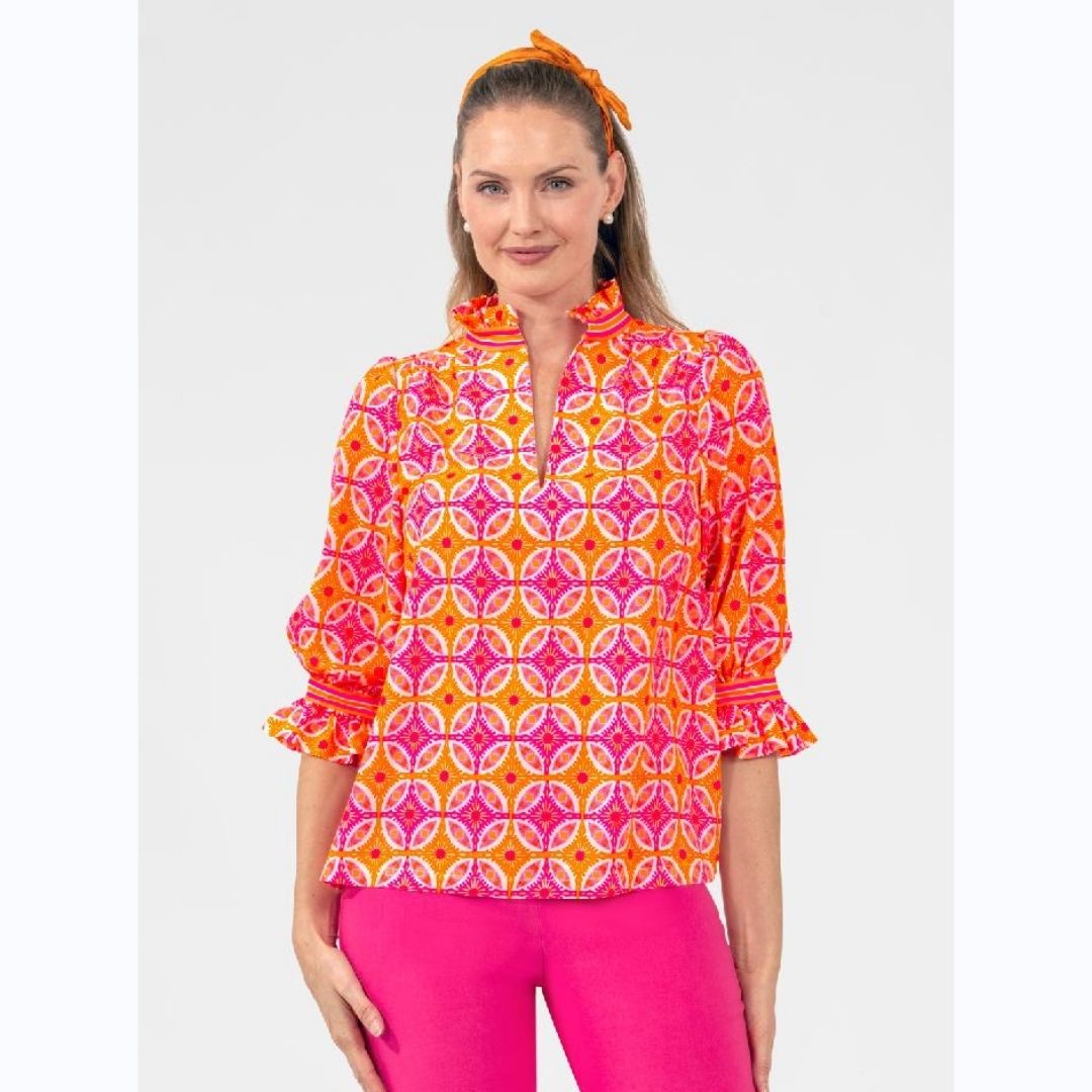 Pink/Orange Tile Print Tunic