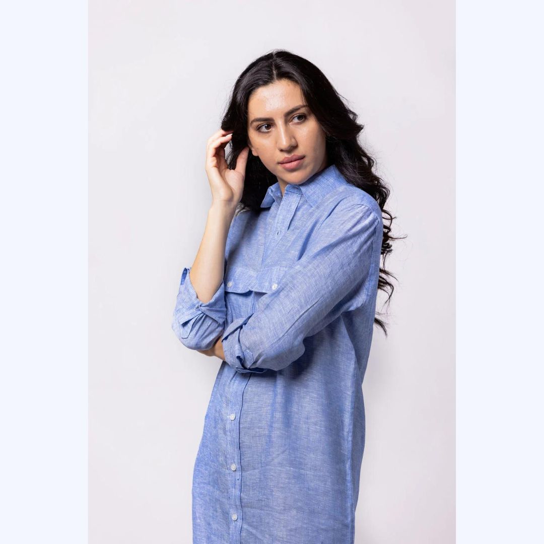 Long Linen Shirt Dress Kristin Chase