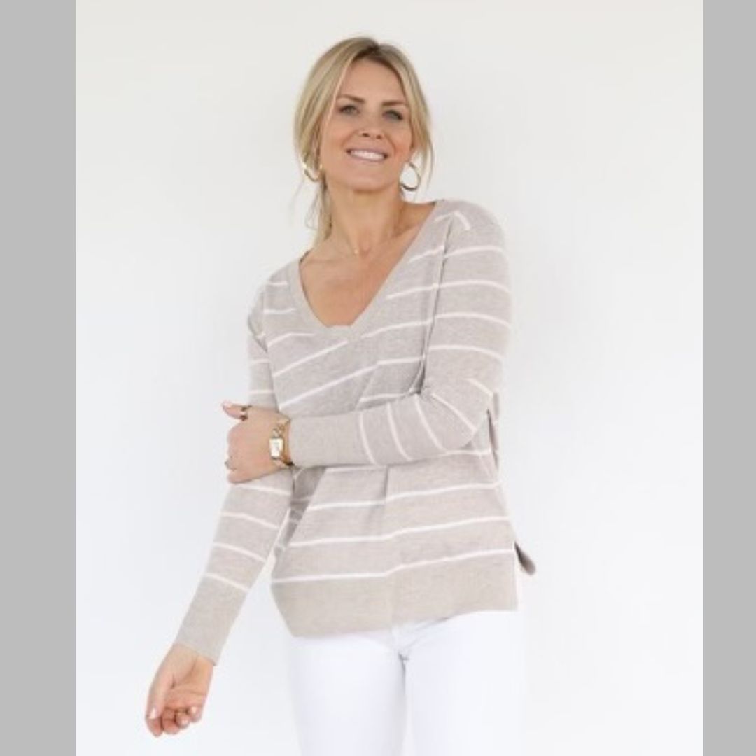 Striped V-Neck Sweater