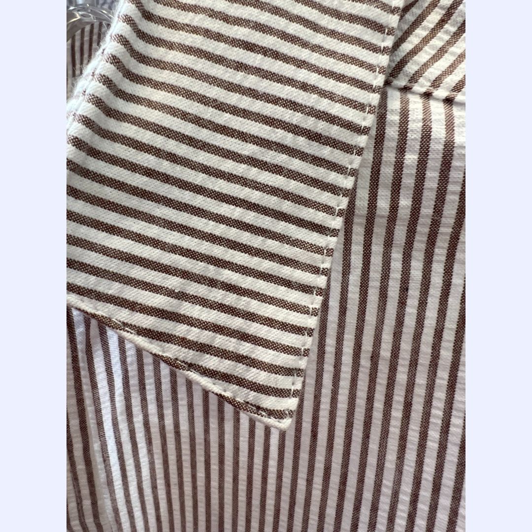 Brown &amp; White Seersucker Shirt Dress