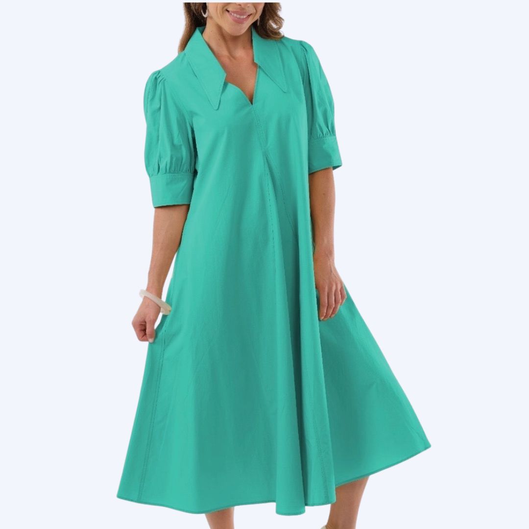 Long Inverted Pleat Dress - Kristin Chase