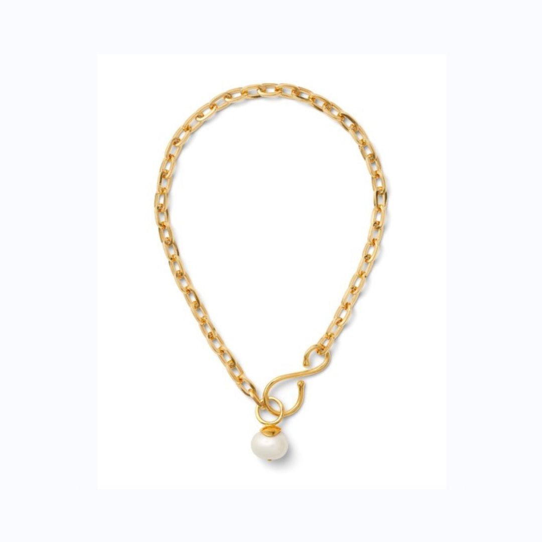 Gold Chain with Pebble Pearl