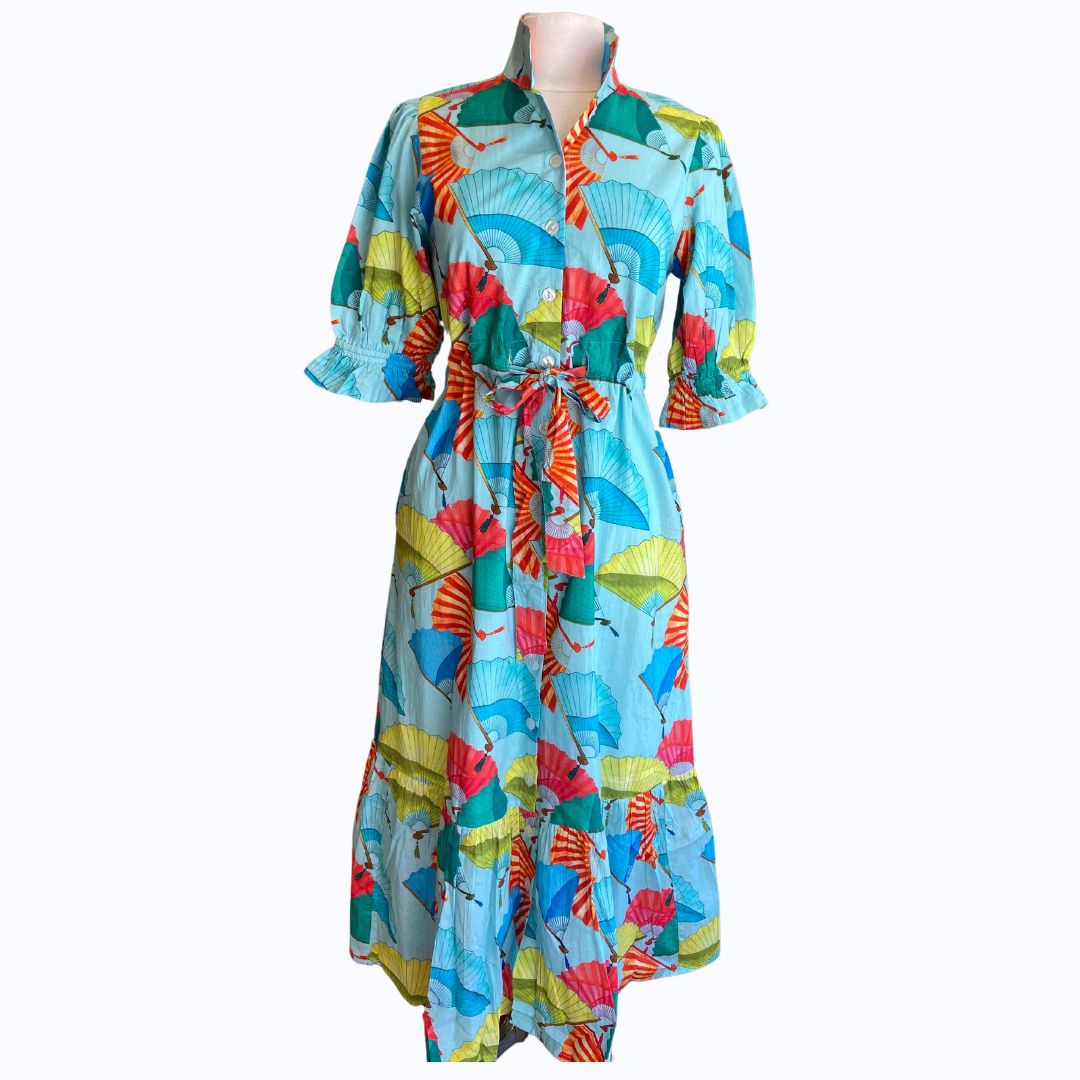 Bright Fans Long Tiered Dress