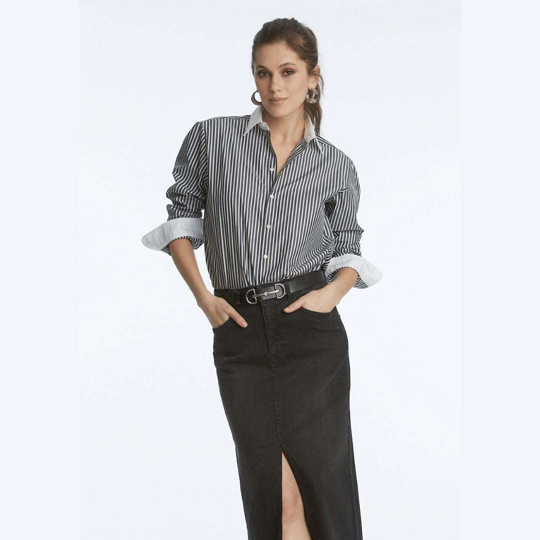 Black &amp; White Stripe Shirt