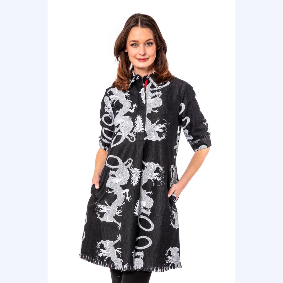 Black Denim Dragon Dress