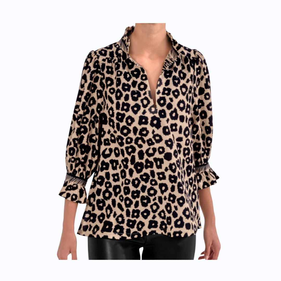 Mocha/Black Ruffle Collar Tunic