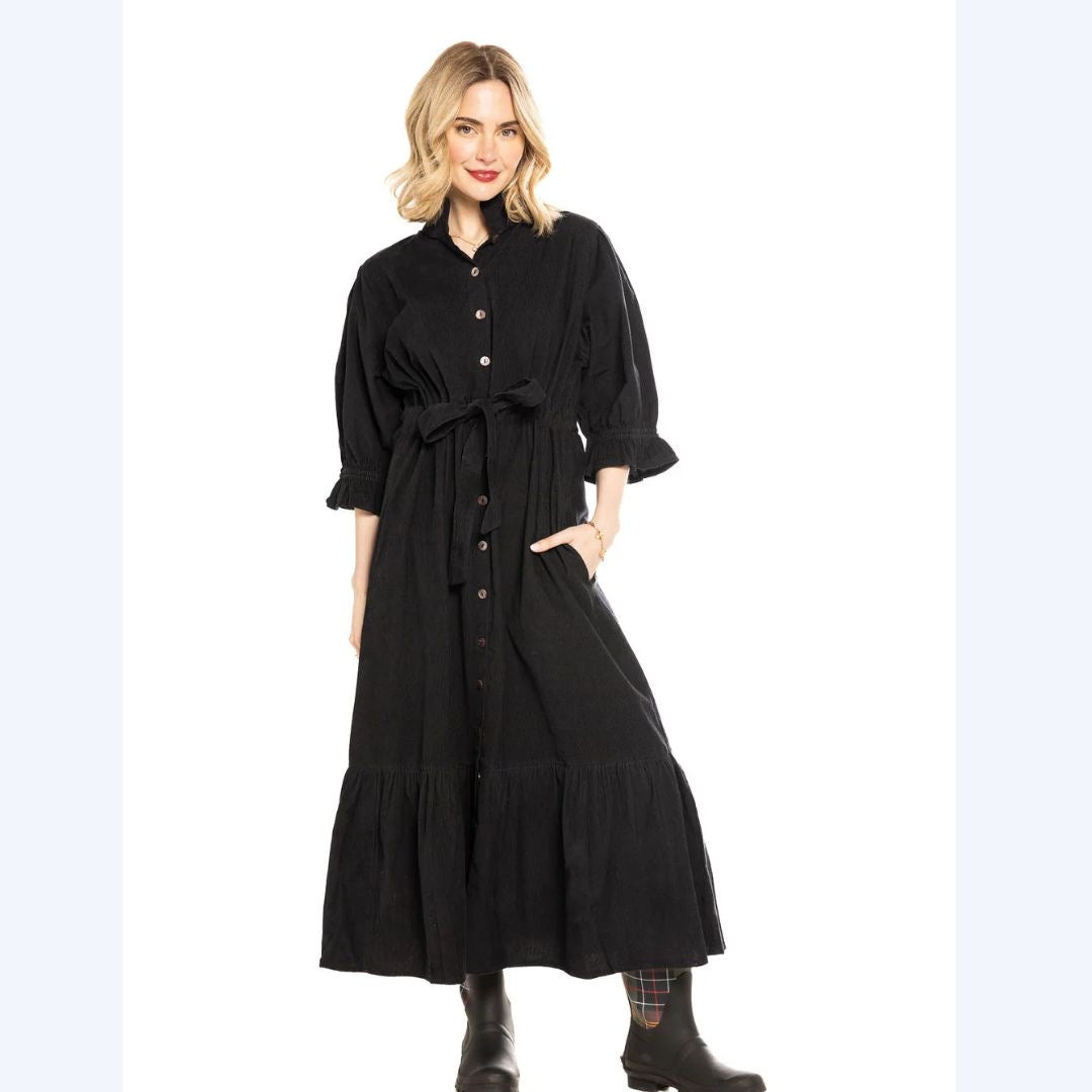 Black Corduroy Long Dress