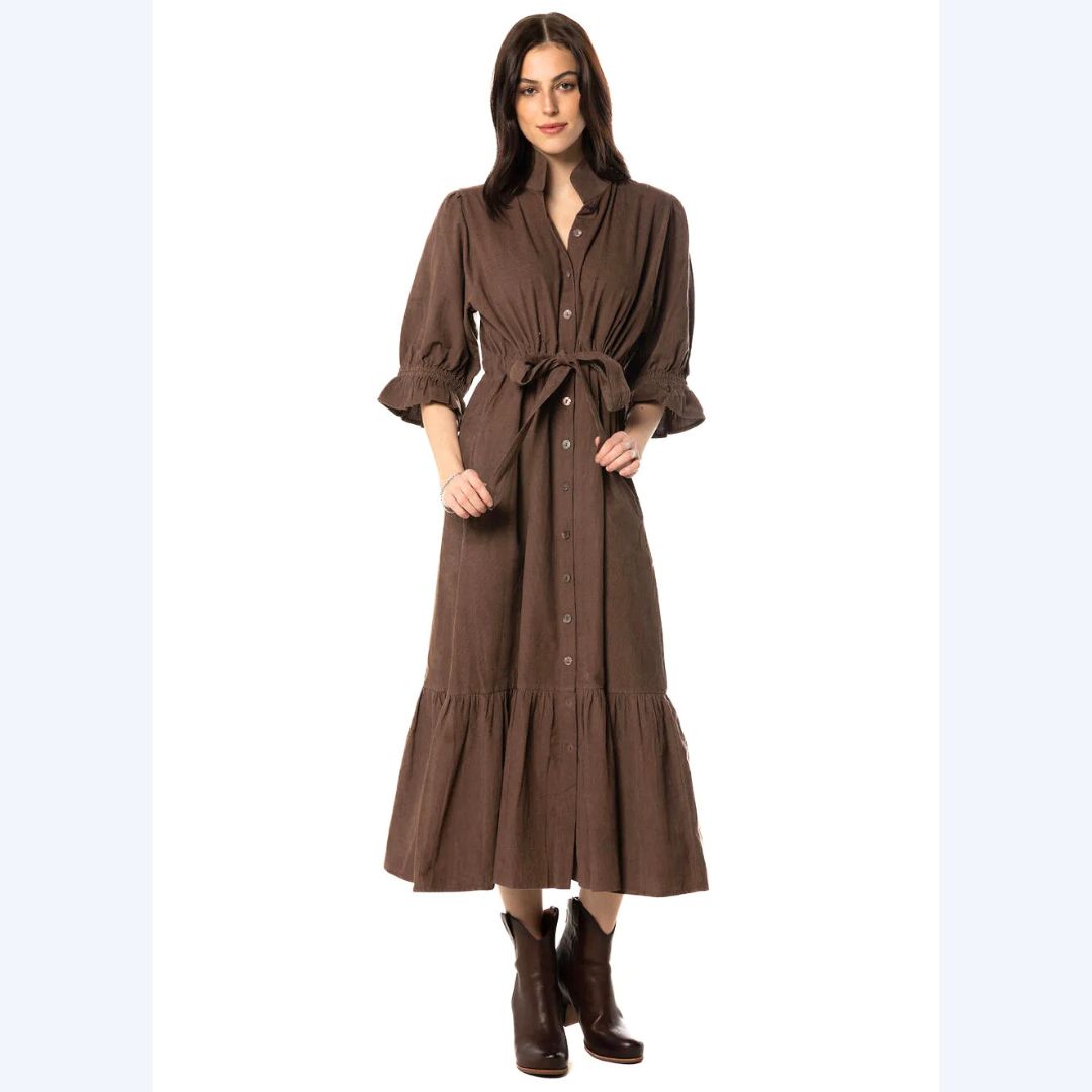 Chocolate Brown Corduroy Long Dress