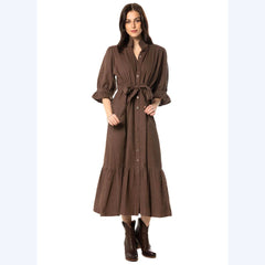 Chocolate Brown Corduroy Long Dress - Kristin Chase
