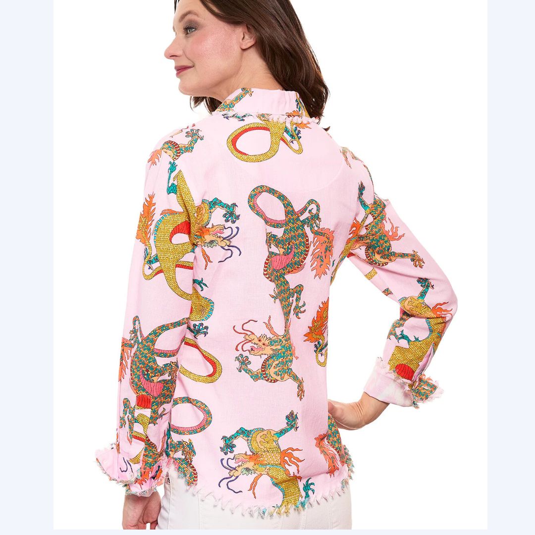 Light Pink Dragon Print Shirt