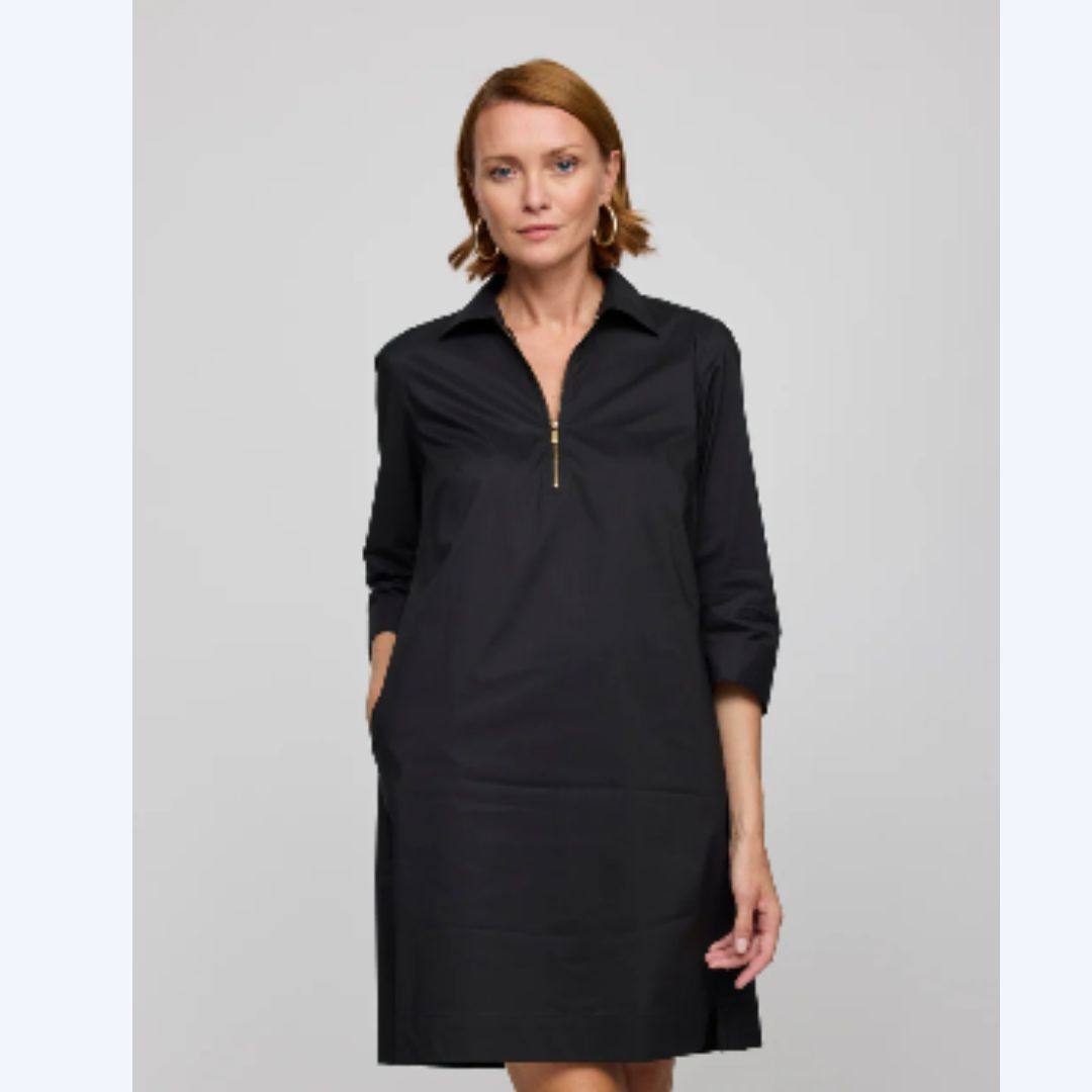 Alessa Black Zip Front Dress