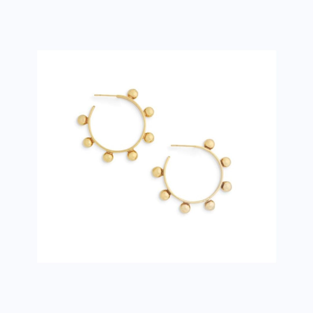 Small Gold Hoops With Gold Beads