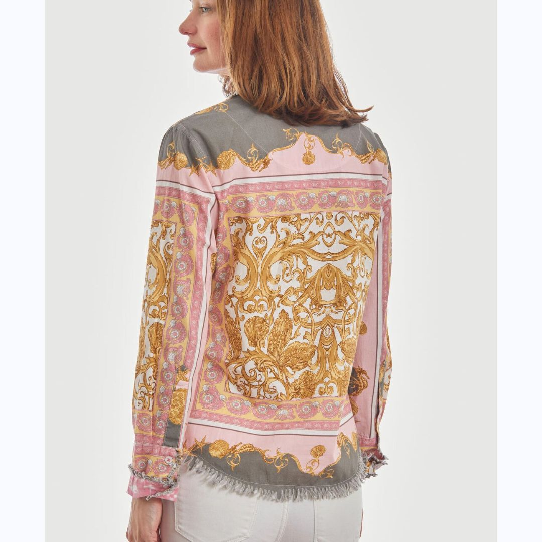 Pink/Grey/Gold Ornate Box Print Shirt