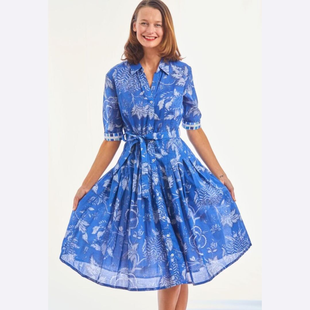Floral Toile Belted Dress