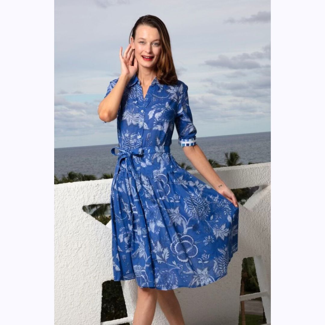 Floral Toile Belted Dress