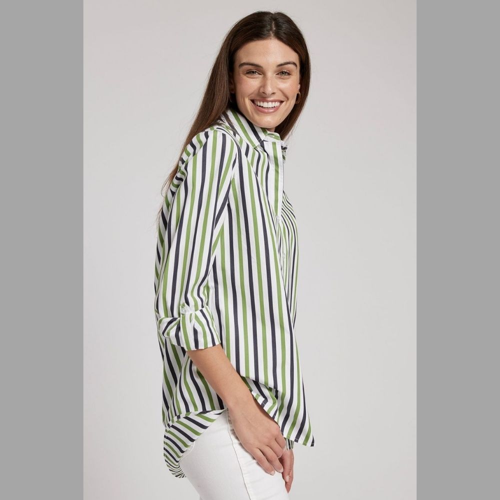 Lime and Navy Striped Shirt