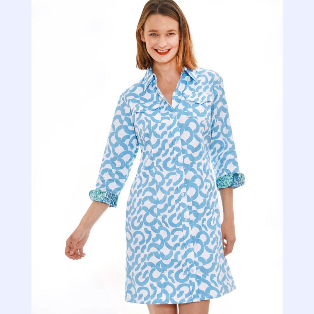 Blue &amp; White Circle Print Dress