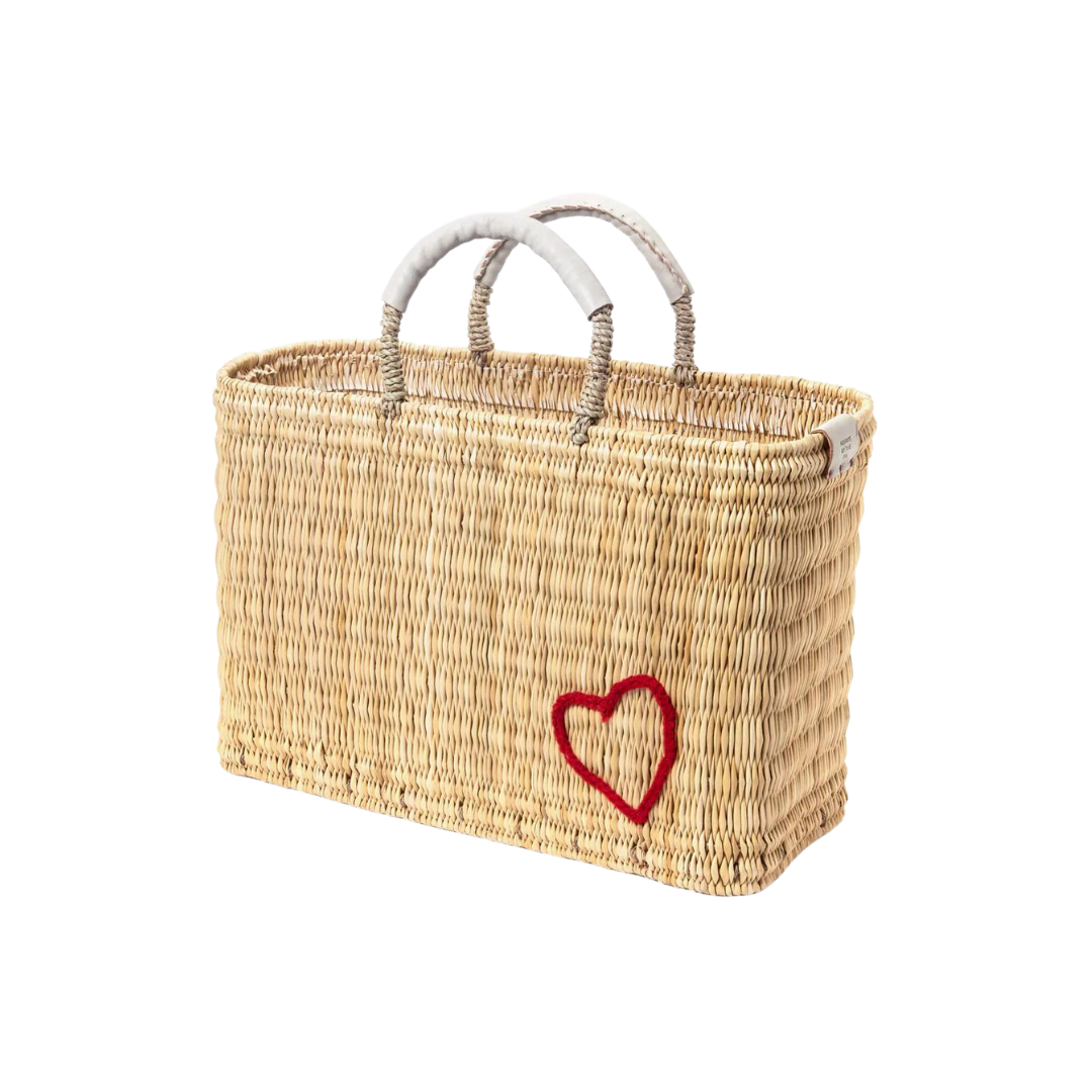 Straw Bag With Red Heart