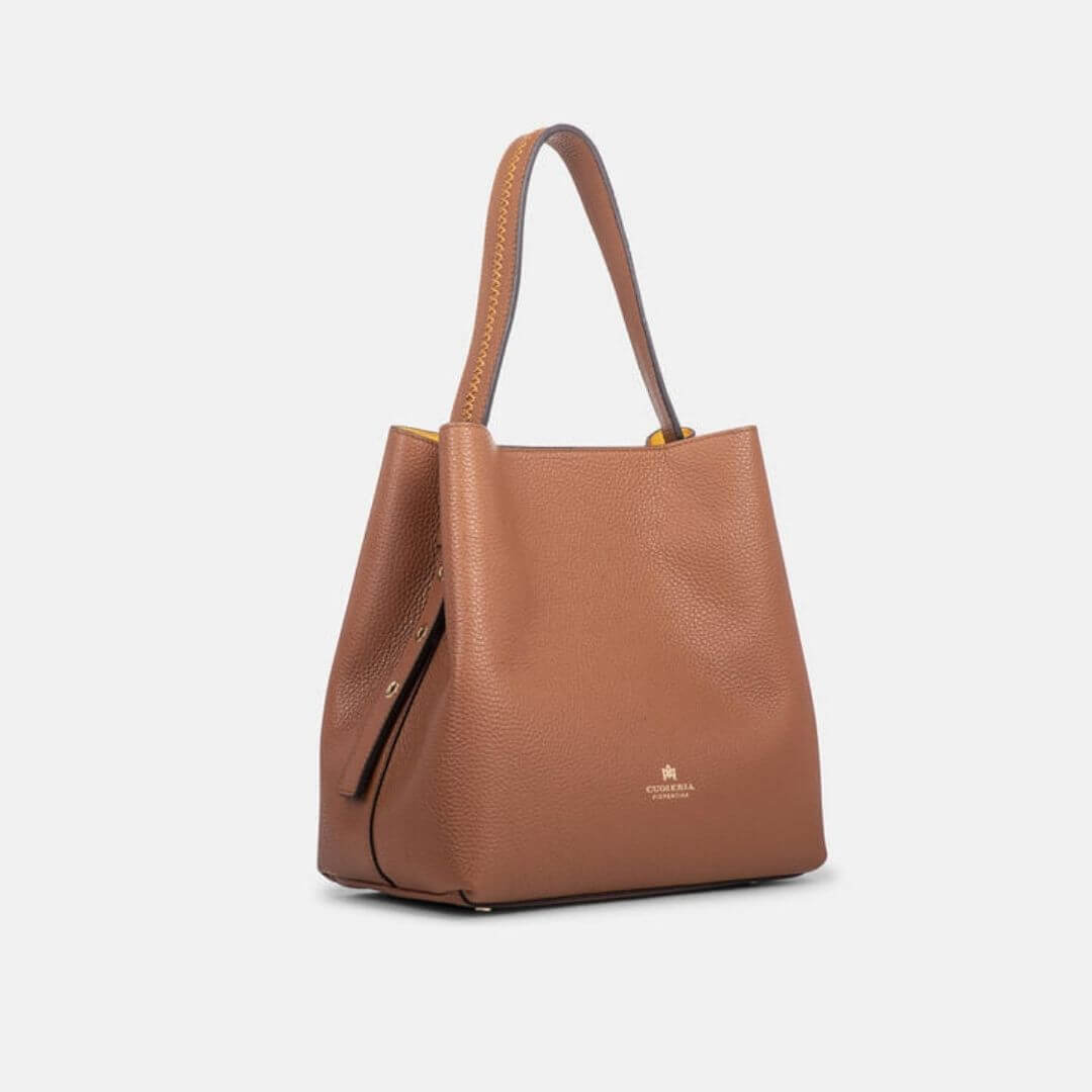 Carro Positano Italian Leather Bucket Bag | IMINGLOBAL Cream