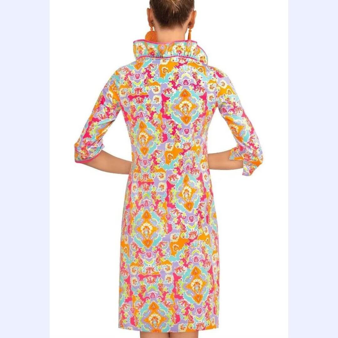 Floral Ruffle Neck Dress
