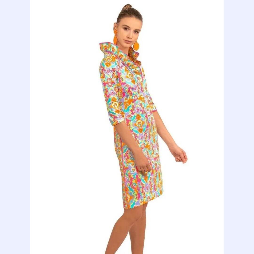 Floral Ruffle Neck Dress