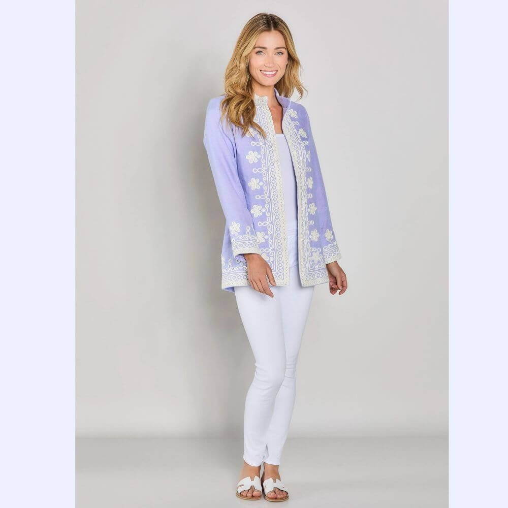 Lilac Linen Embroidered Jacket
