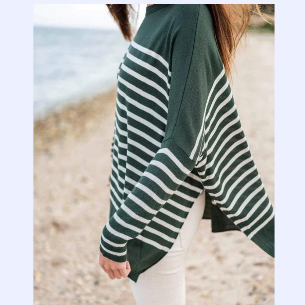 Striped Oversized Crewneck Sweater