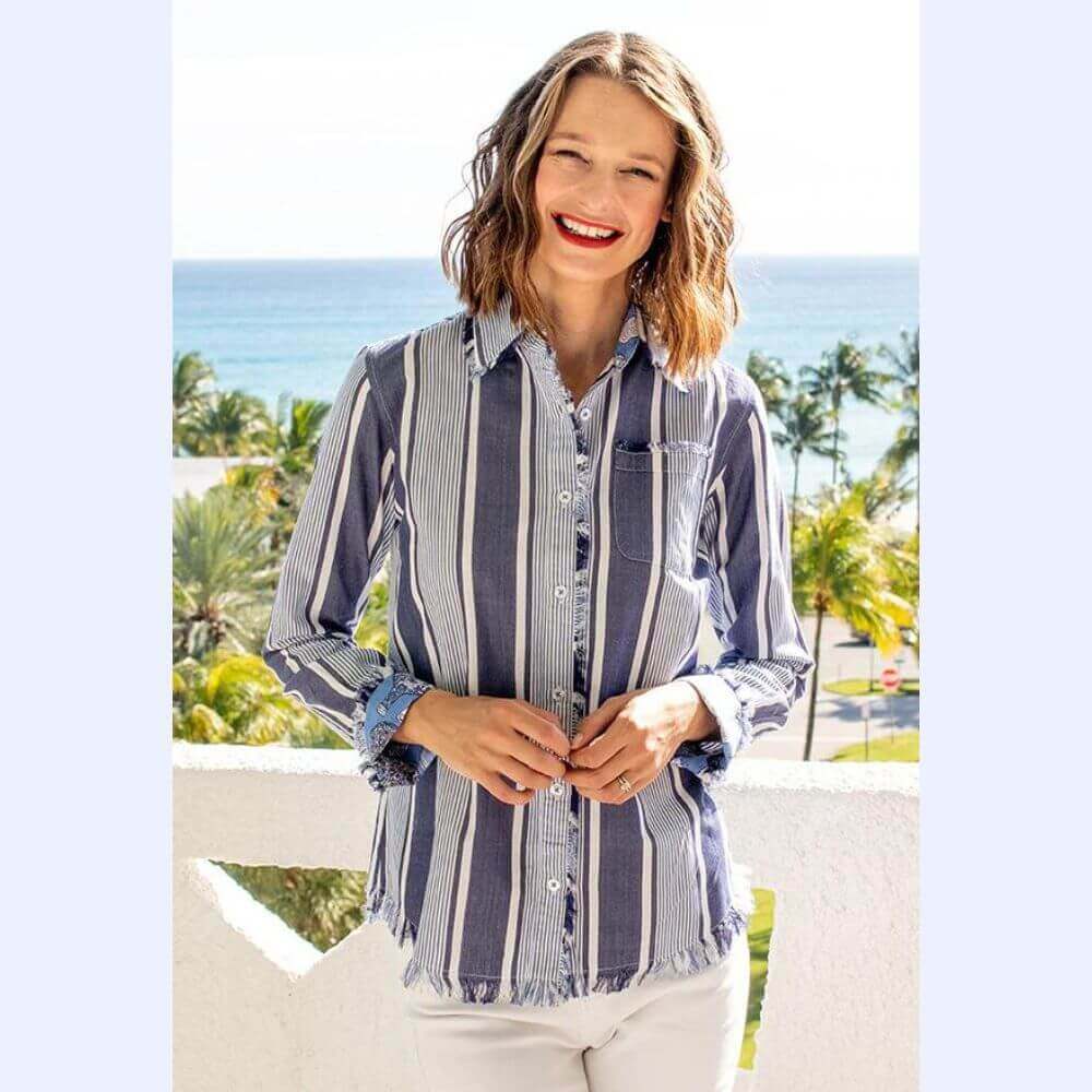 Summer Stripes Fringed Shirt