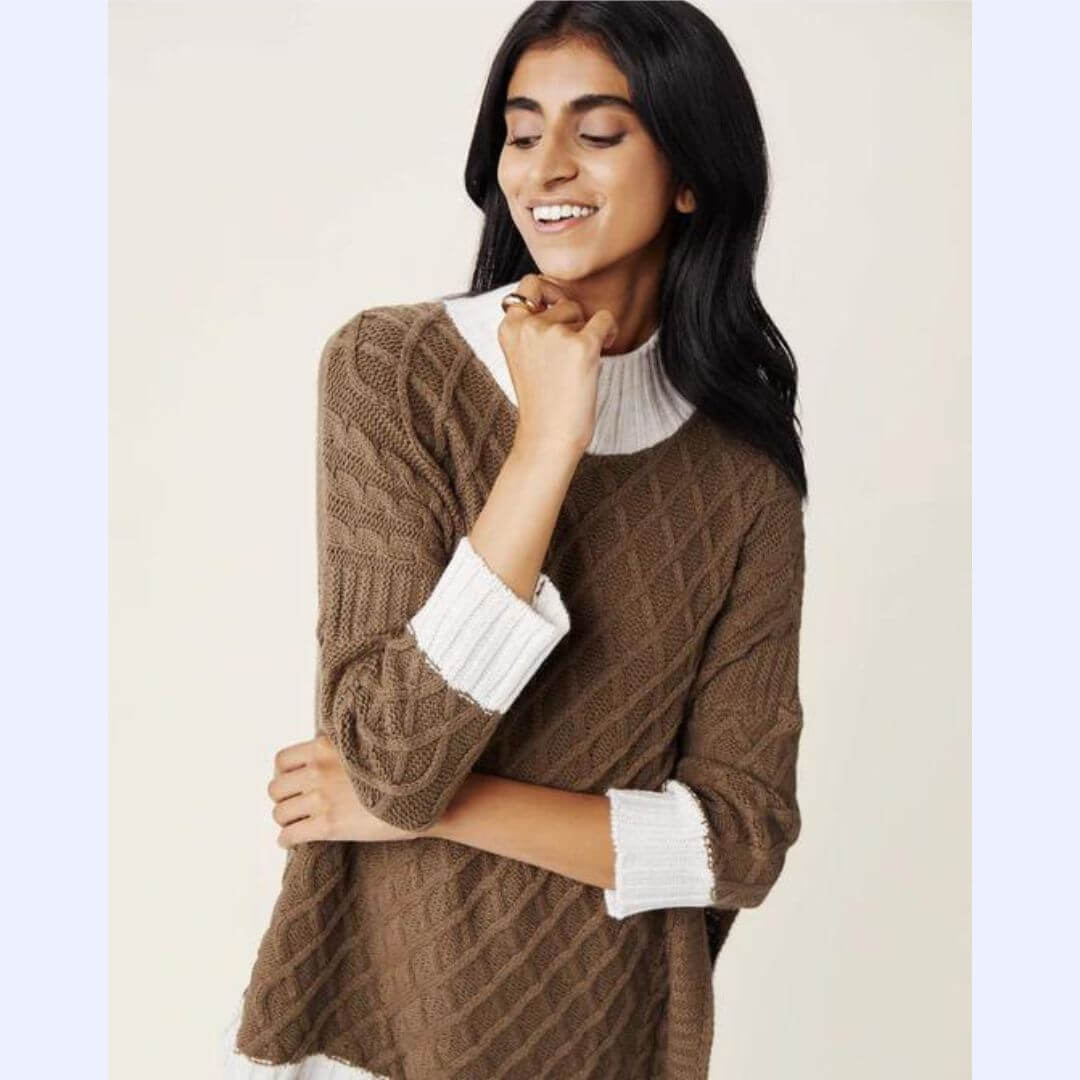 Two-Tone Lattice Sweater