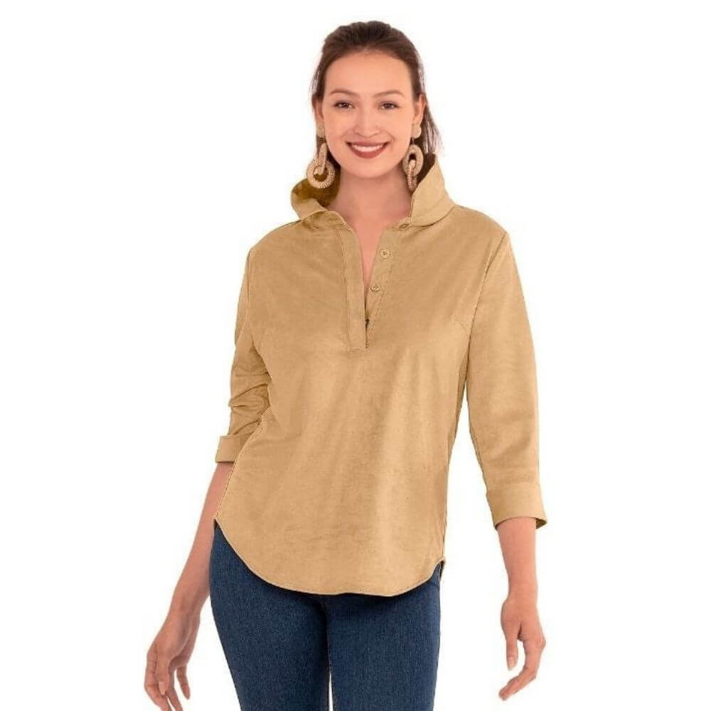 Faux Suede Popover Top